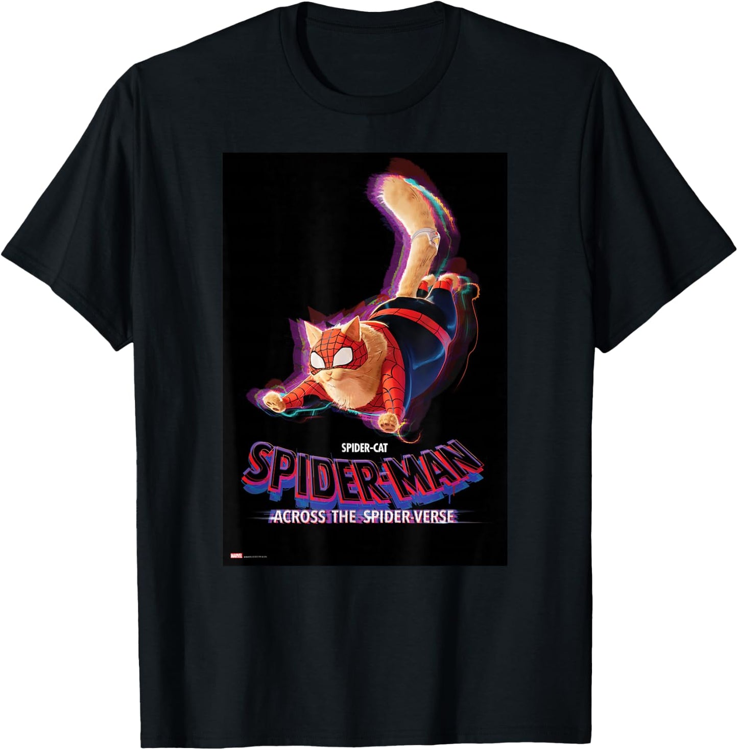Marvel Spider-Man: Across the Spider-Verse Spider-Cat Poster T-Shirt - T-Shirt | Black