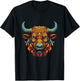 Bull Portrait Taurus | Animal Colorful Gym T-Shirt - T-Shirt | Black