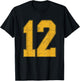 Number 12 Numbered Uniform Sports Team Jersey 12th Birthday T-Shirt - T-Shirt | Black