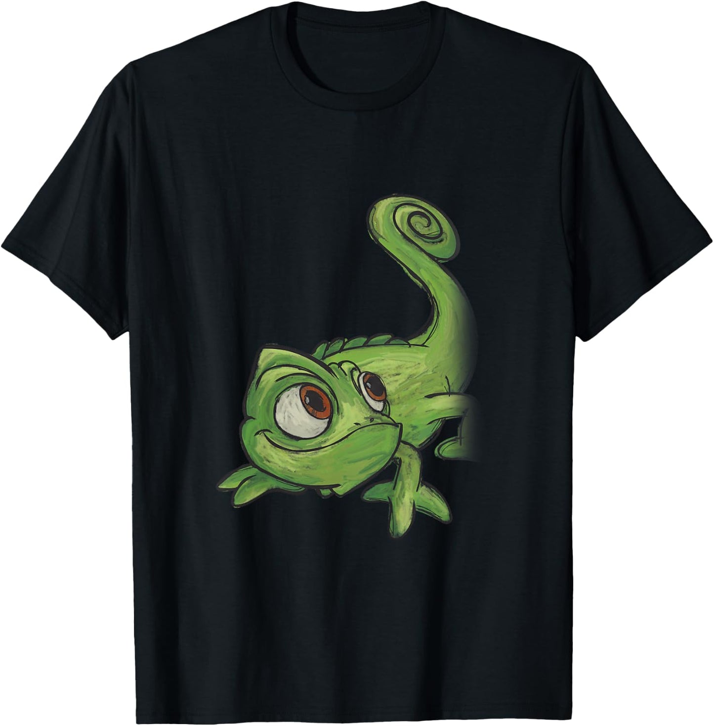 Kids Disney Tangled Pascal Adorable Chameleon Color Sketch Icon T-Shirt - T-Shirt | Black