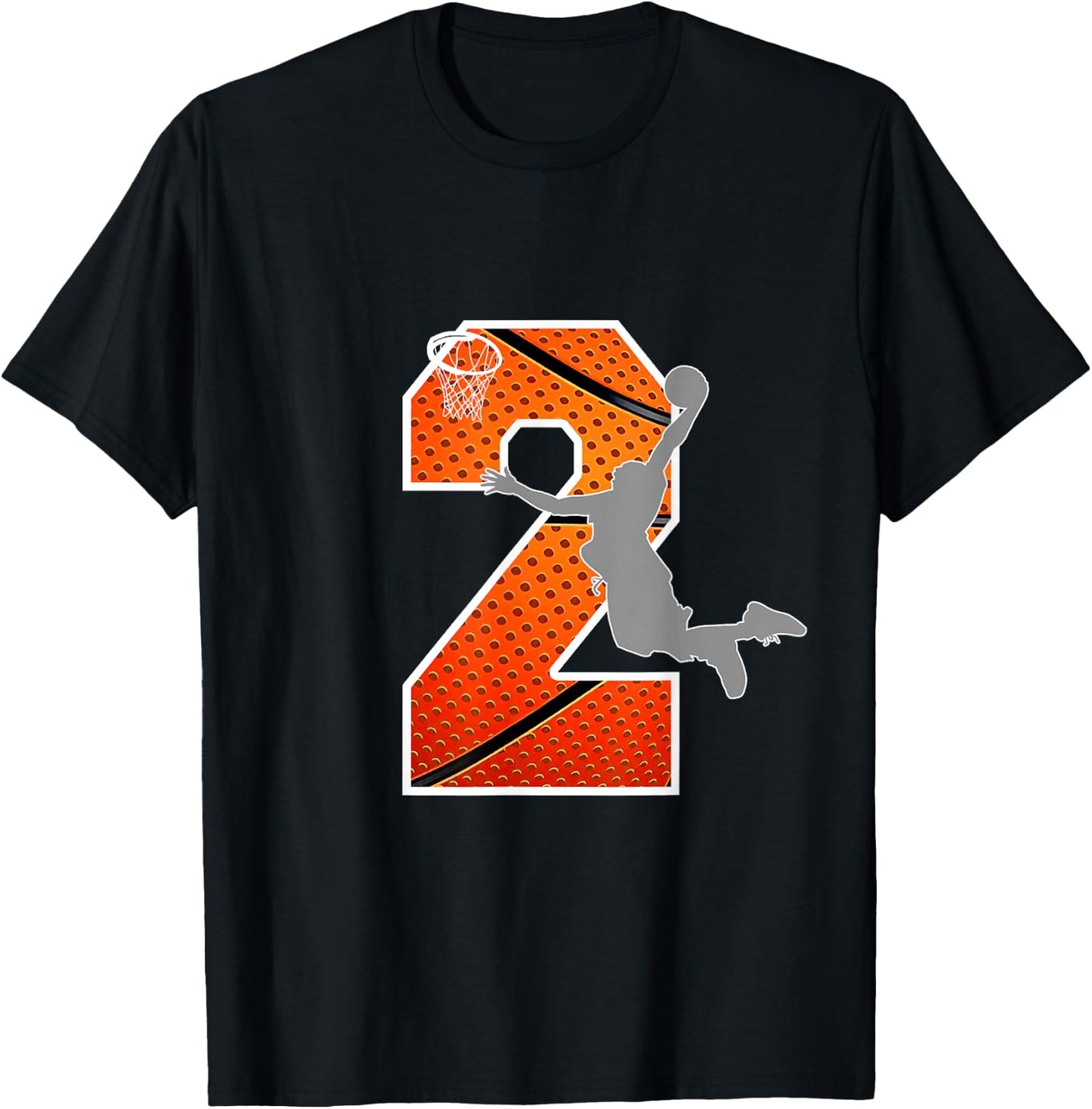 Kids 2 Years Old 2nd Basketball Birthday Party Boys Girls T-Shirt - T-Shirt | Black