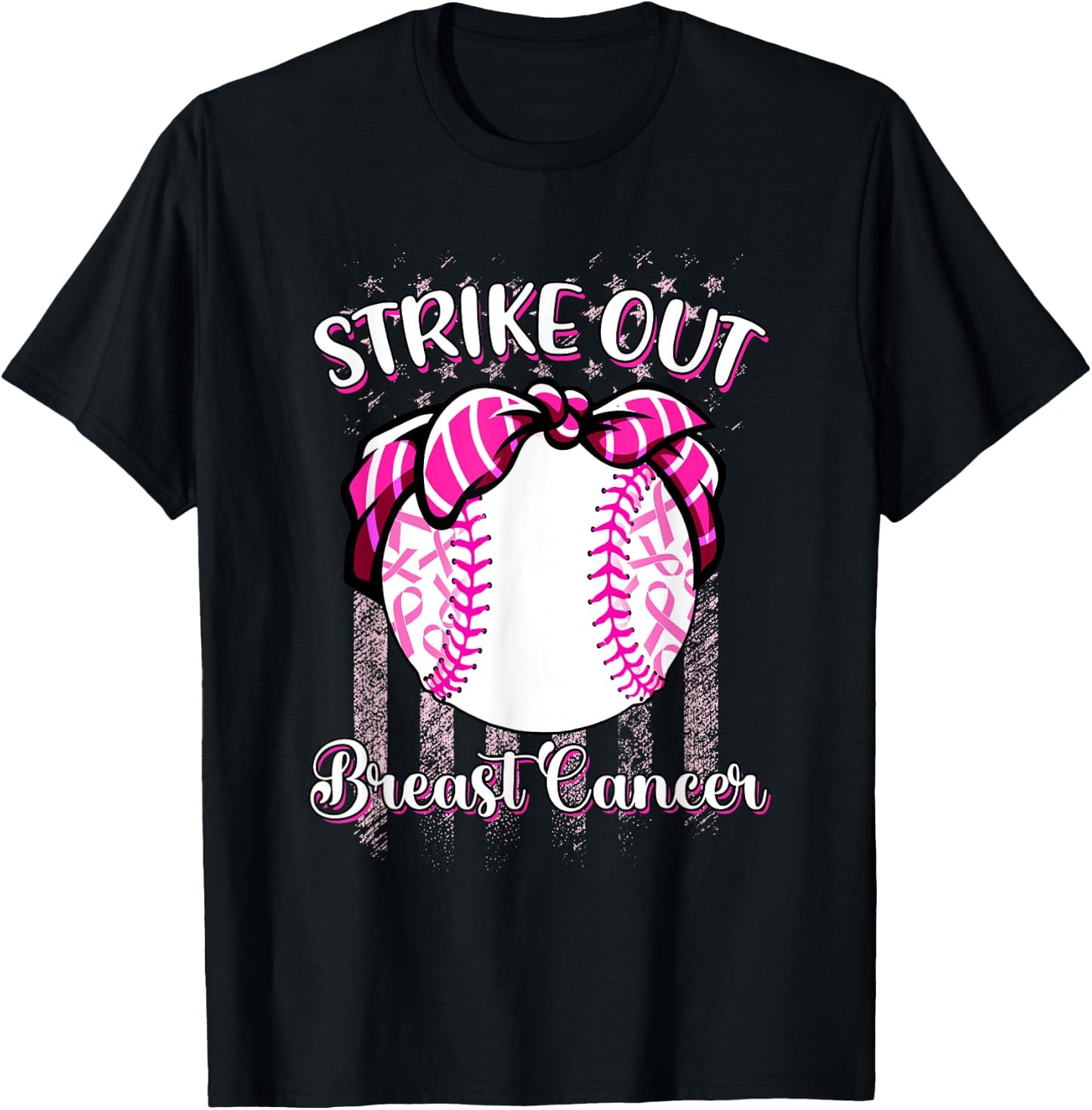 Strike Out Breast Cancer Baseball Pink Ribbon Women T-Shirt - T-Shirt | Black