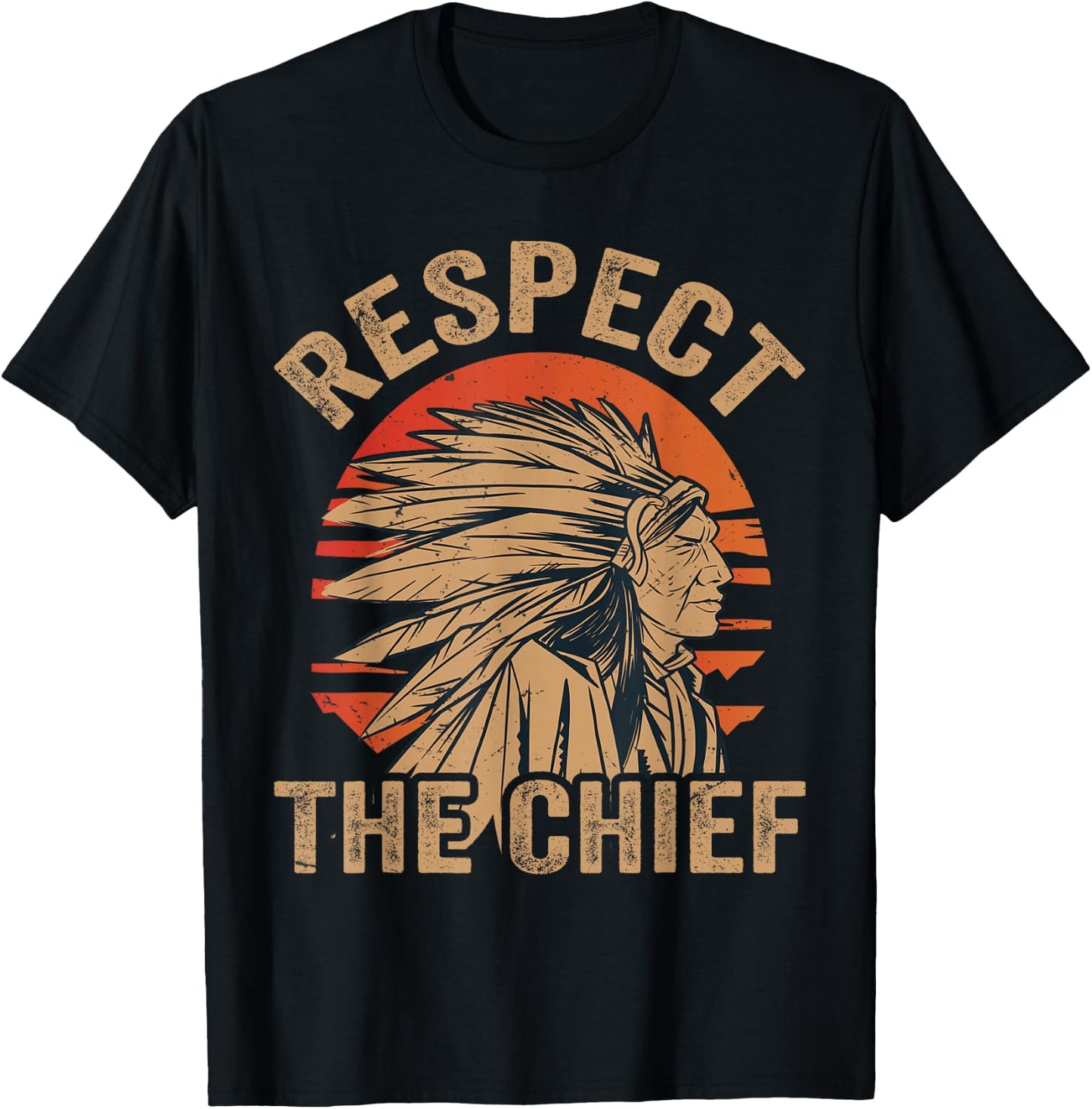 Respect The Chief - Native Tribe - Indian American - Vintage T-Shirt - T-Shirt | Black