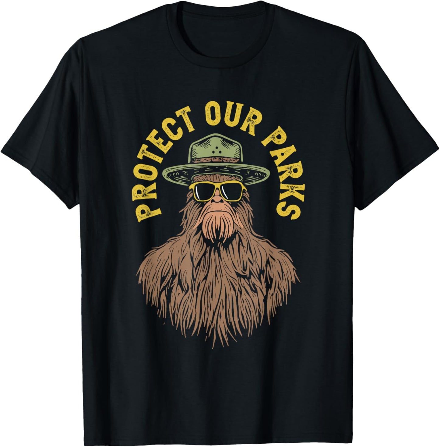 Protect Our Parks! Sasquatch Park Ranger Funny Bigfoot T-Shirt - T-Shirt | Black