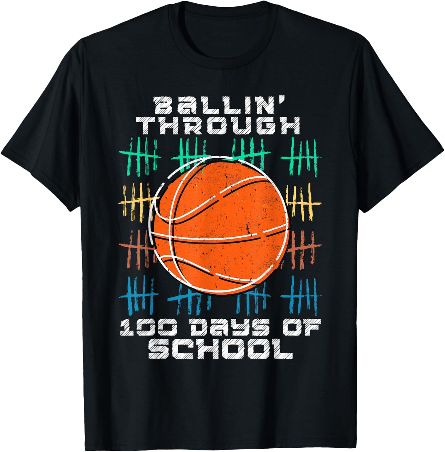 Ballin Through 100 Days Of School 100th Smarter Basketball T-Shirt - T-Shirt | Black