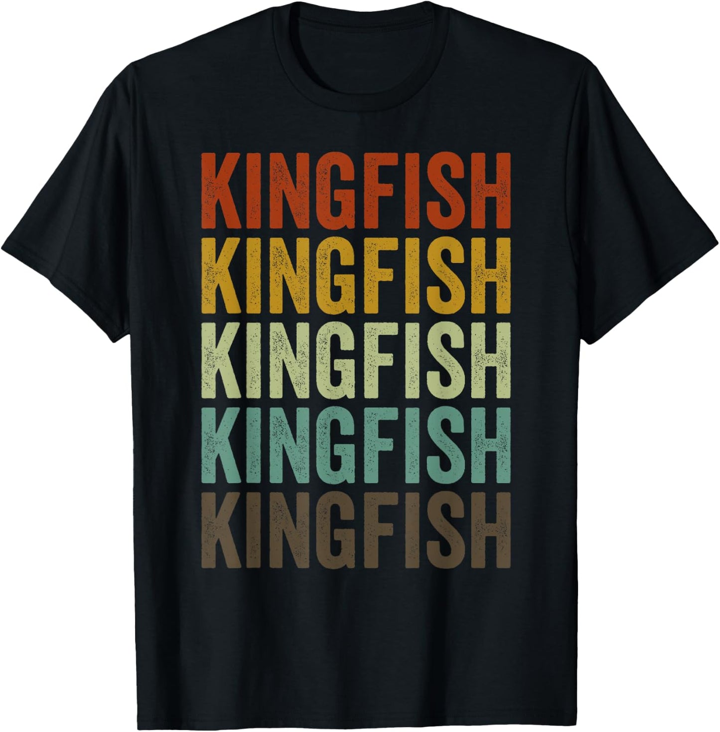 Kingfish Fish Retro T-Shirt - T-Shirt | Black