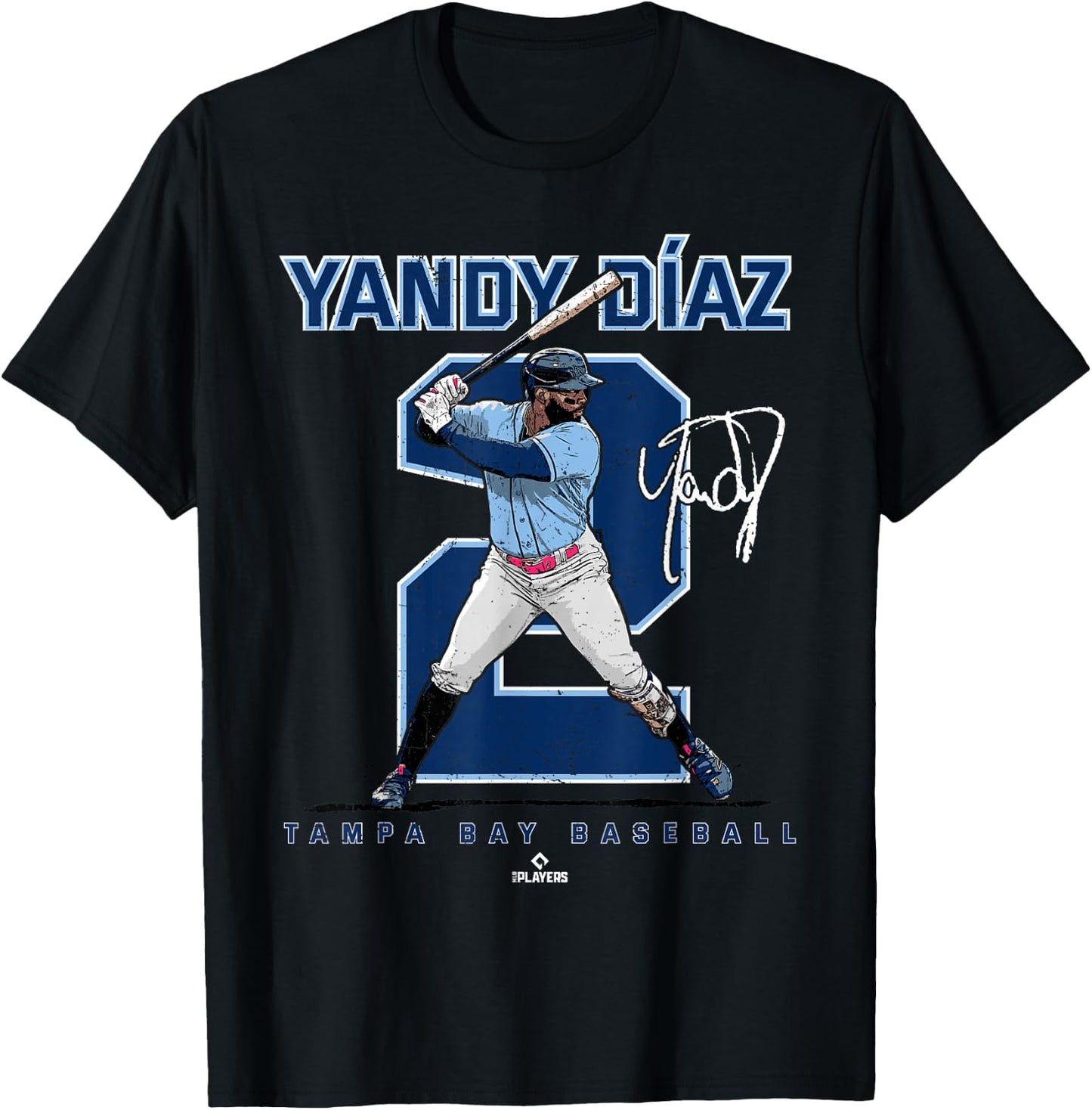 Number and Portrait Yandy Diaz Tampa Bay MLBPA T-Shirt - T-Shirt | Black
