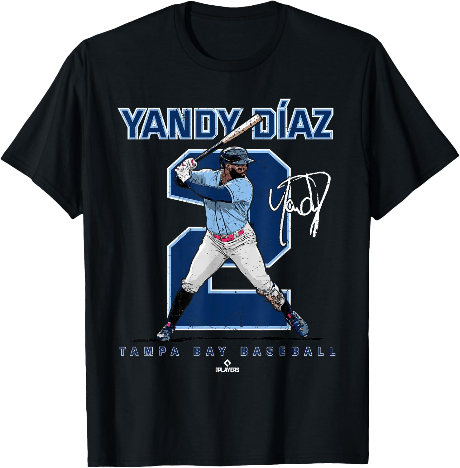 Number and Portrait Yandy Diaz Tampa Bay MLBPA T-Shirt - T-Shirt | Black