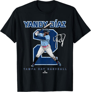 Number and Portrait Yandy Diaz Tampa Bay MLBPA T-Shirt - T-Shirt | Black