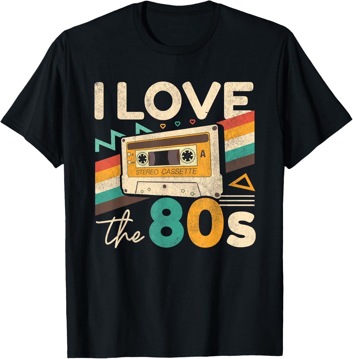 Vintage 80s Women Men I Love The 80's Cassette Party Retro T-Shirt - T-Shirt | Black