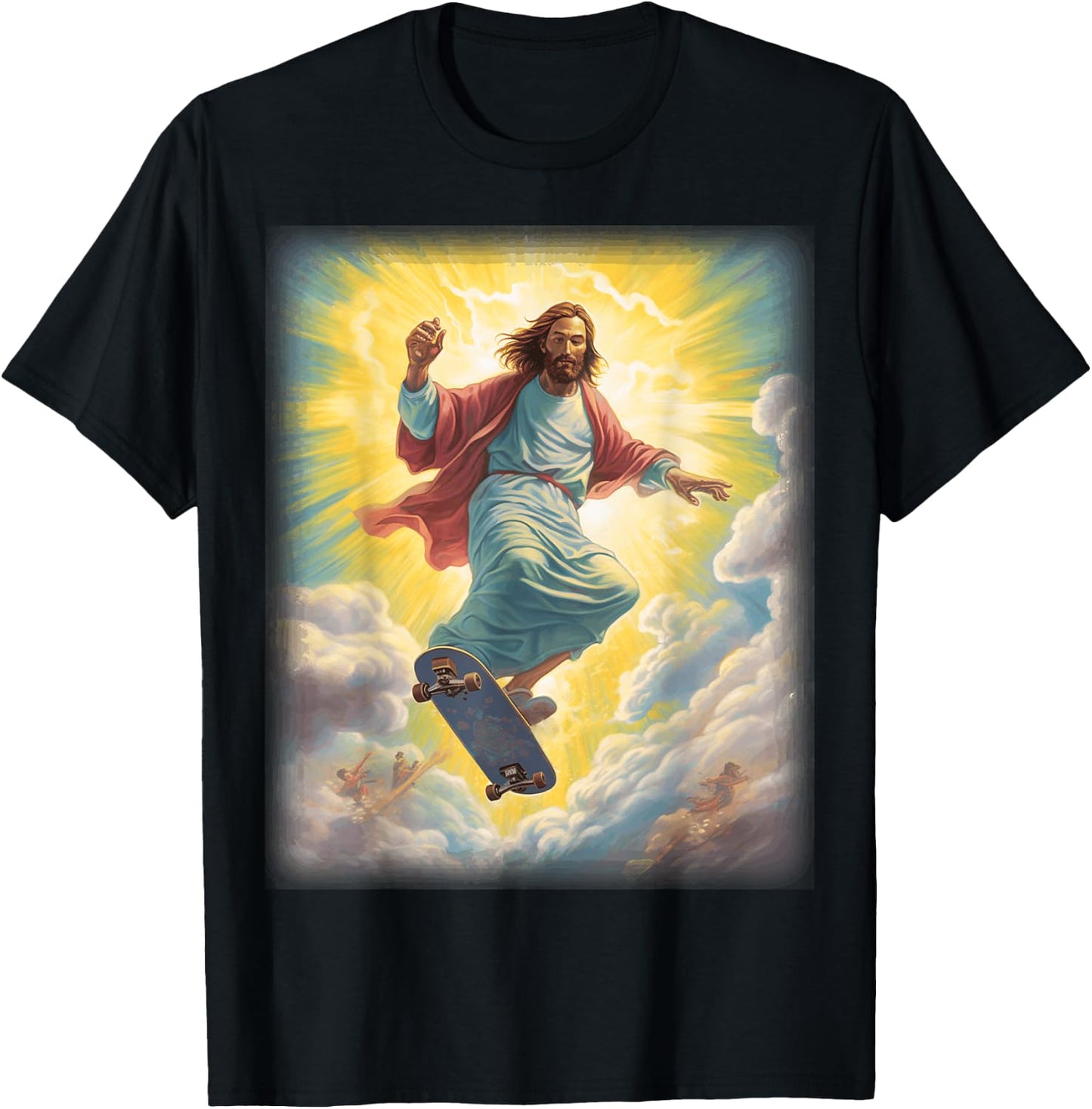 Halleluja and Gifts Jesus Skateboarder Heaven Skateboard Christian -Adults Black Short Sleeve T-Shirt - T-Shirt | Black