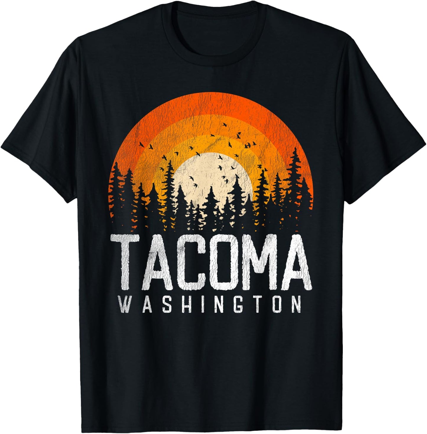 Tacoma Washington WA Shirt Retro Vintage 70s 80s 90s Gift T-Shirt - T-Shirt | Black