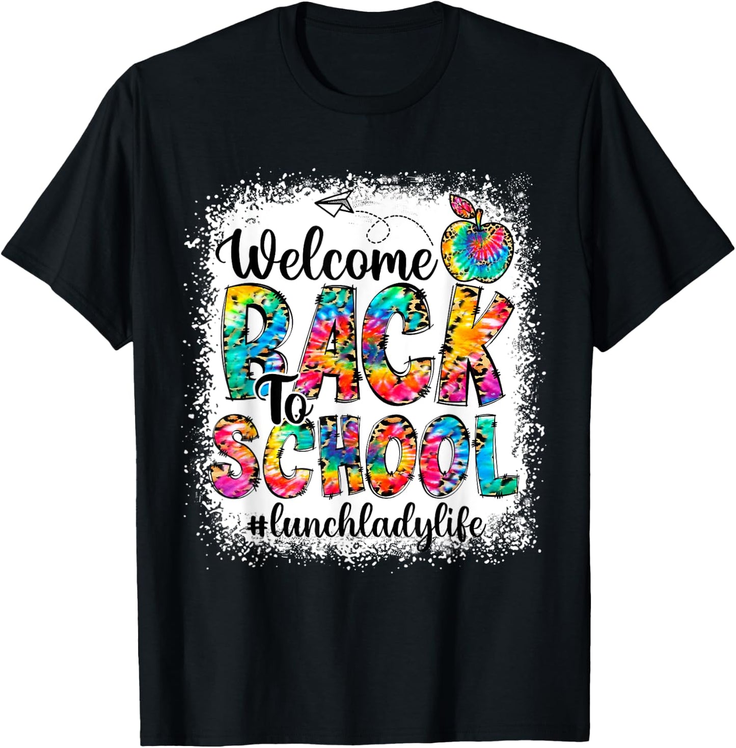 Welcome Back To School Lunch Lady Life Leopard Print Tie Dye T-Shirt - T-Shirt | Black