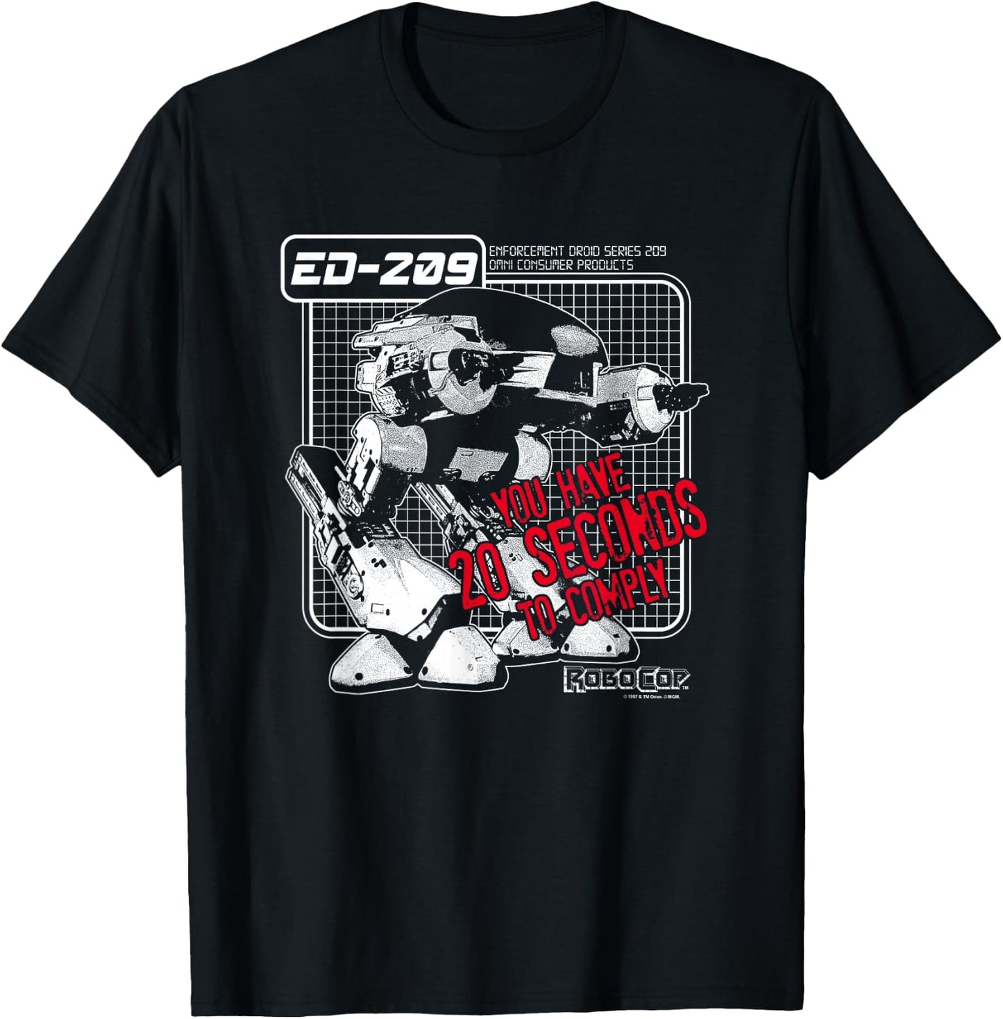Robocop ED 209 - Black - Men's - Small - Short Sleeve - Modern Cartoon T-Shirt - T-Shirt | Black