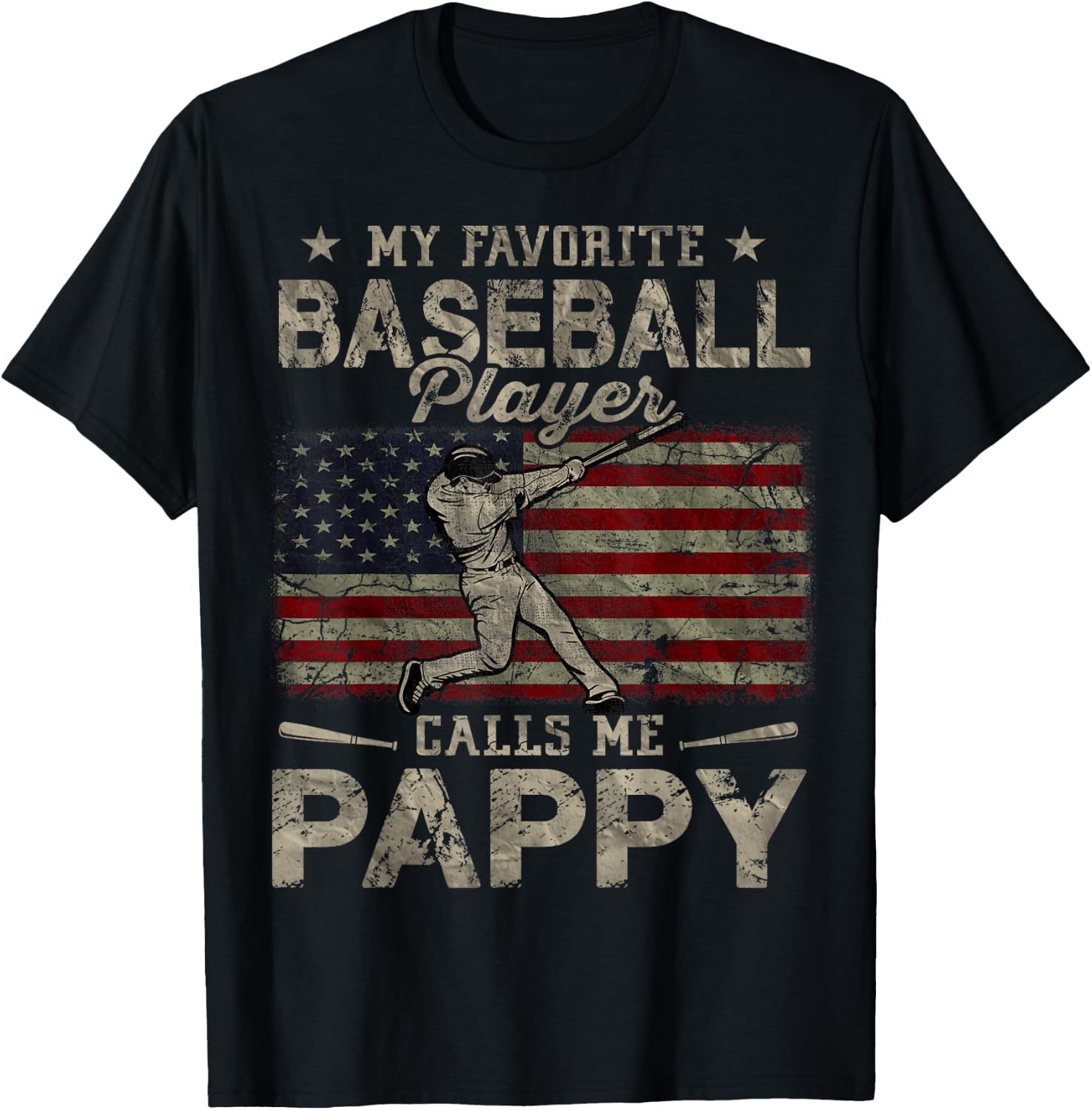 My Favorite Baseball Player Calls Me Pappy Father's Day T-Shirt - T-Shirt | Black