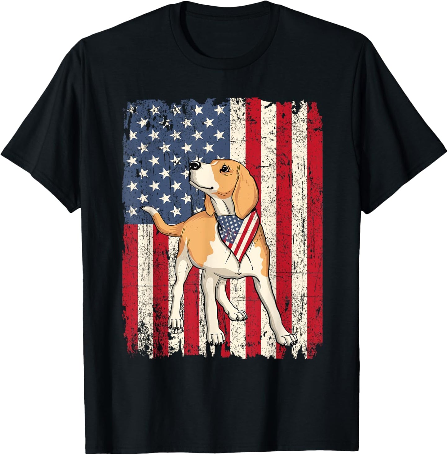 Beagle - American Flag 4th Of July Dog Trainer Puppy Lover T-Shirt - T-Shirt | Black