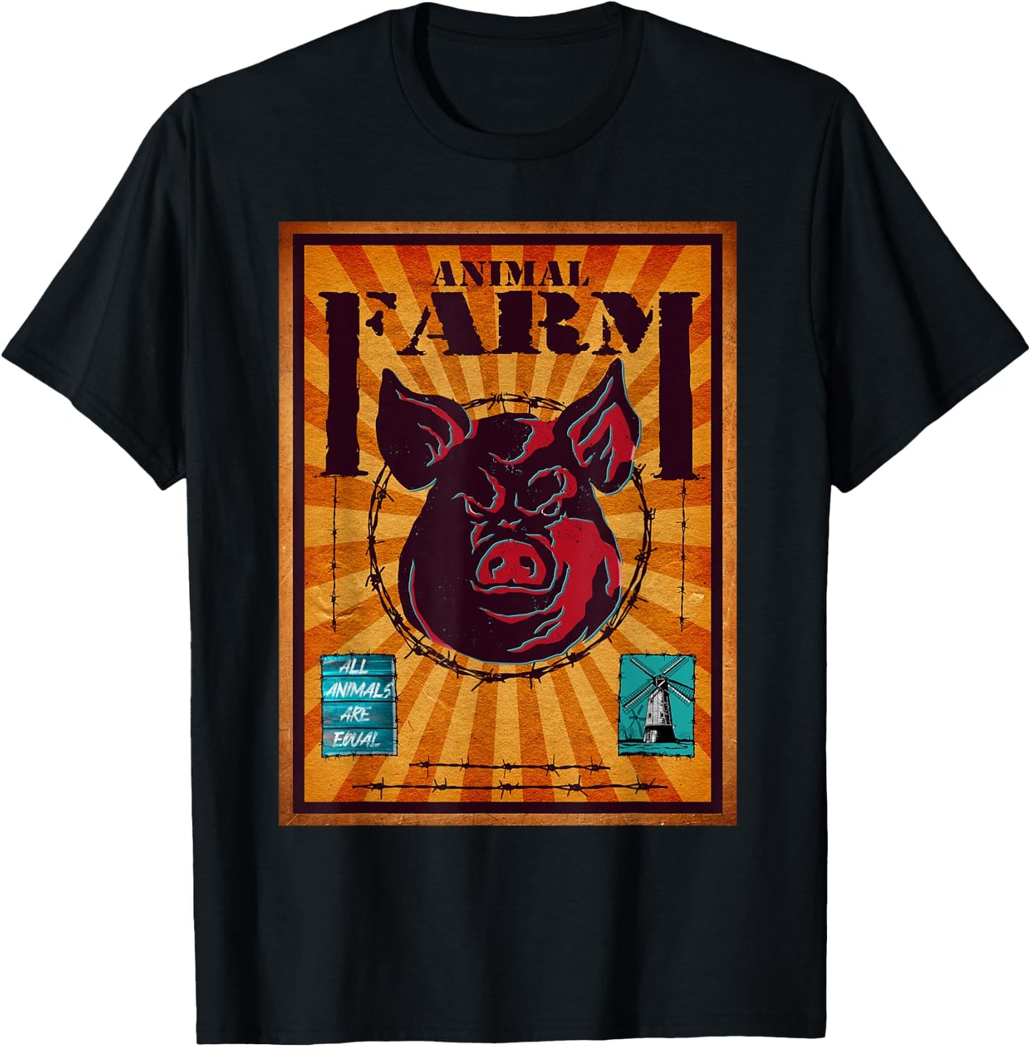 Animal Farm All Animals Are Equal Vintage T-Shirt - T-Shirt | Black
