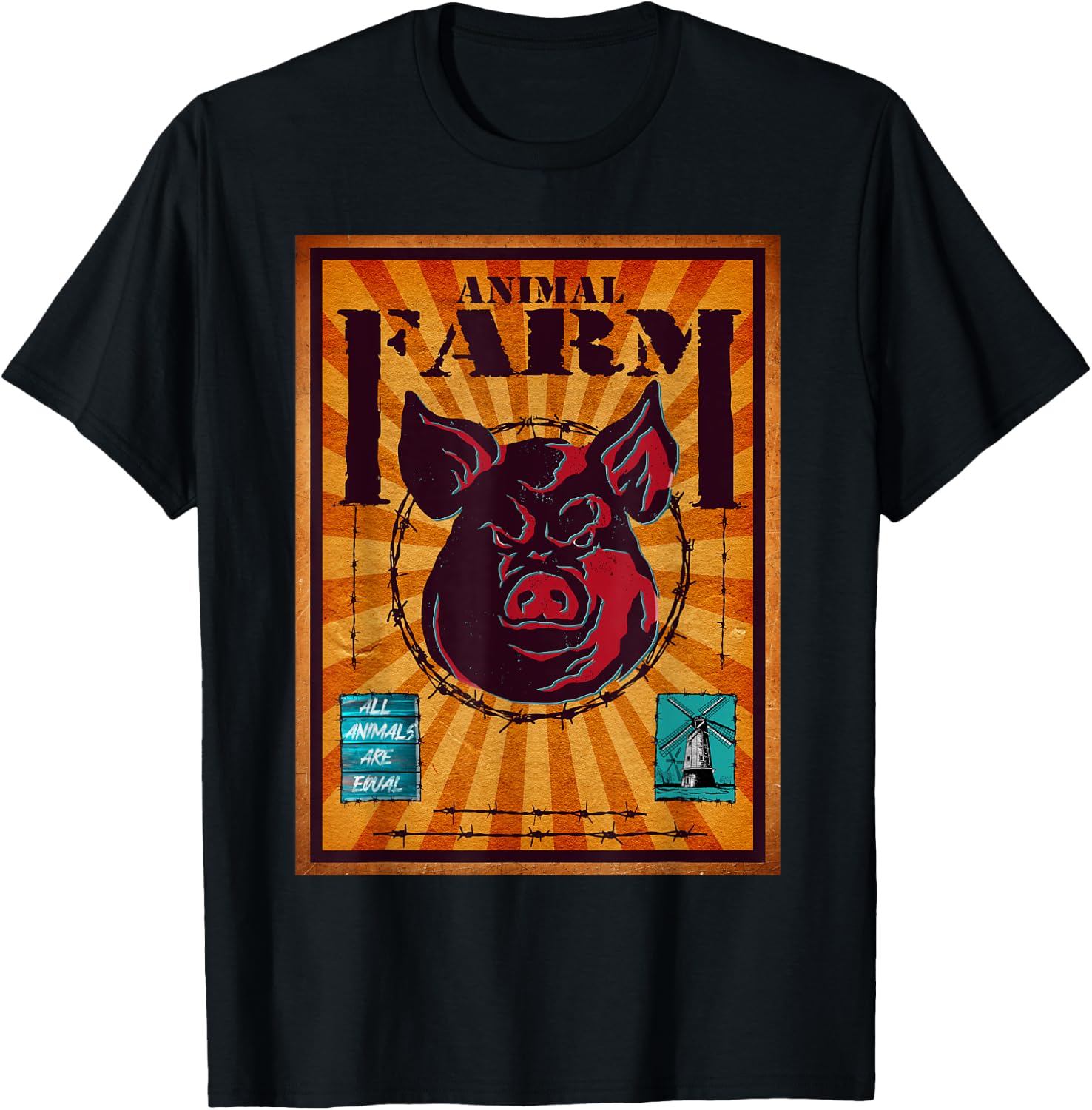 Animal Farm All Animals Are Equal Vintage T-Shirt - T-Shirt | Black