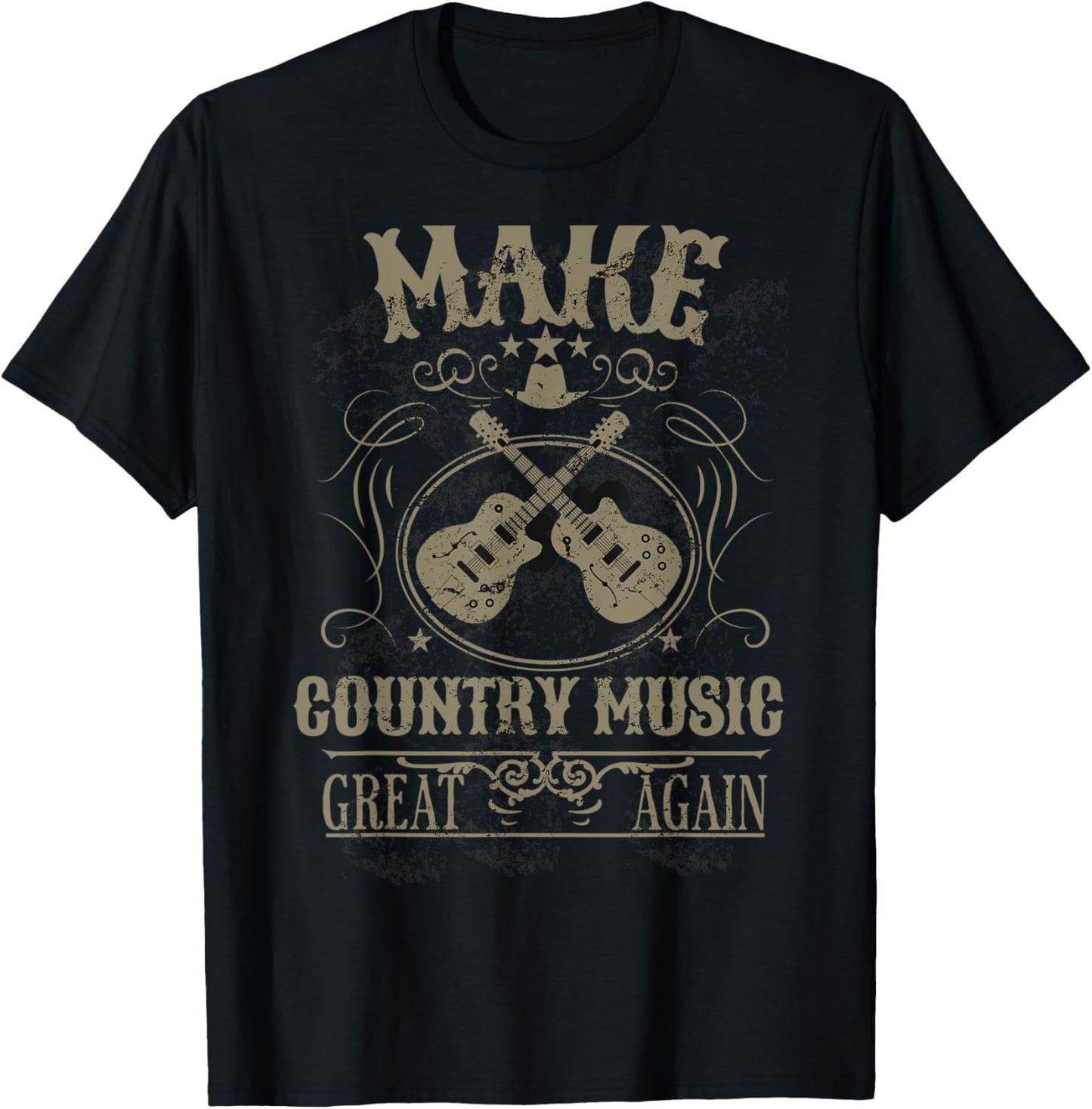 Make Country Music Great Again USA Vintage T-Shirt - T-Shirt | Black