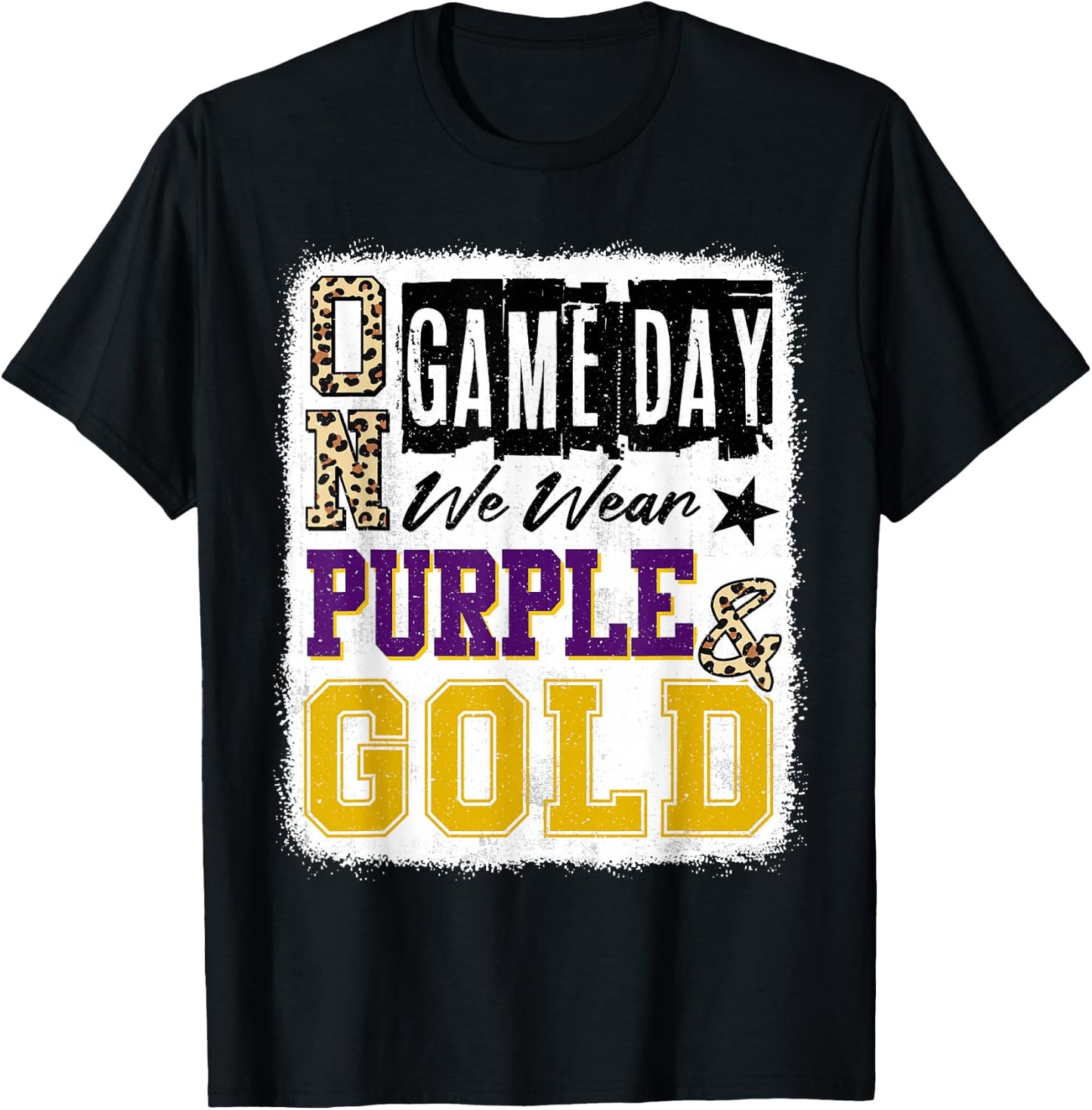 On Gameday Football We Wear Purple And Gold School Spirit T-Shirt - T-Shirt | Black