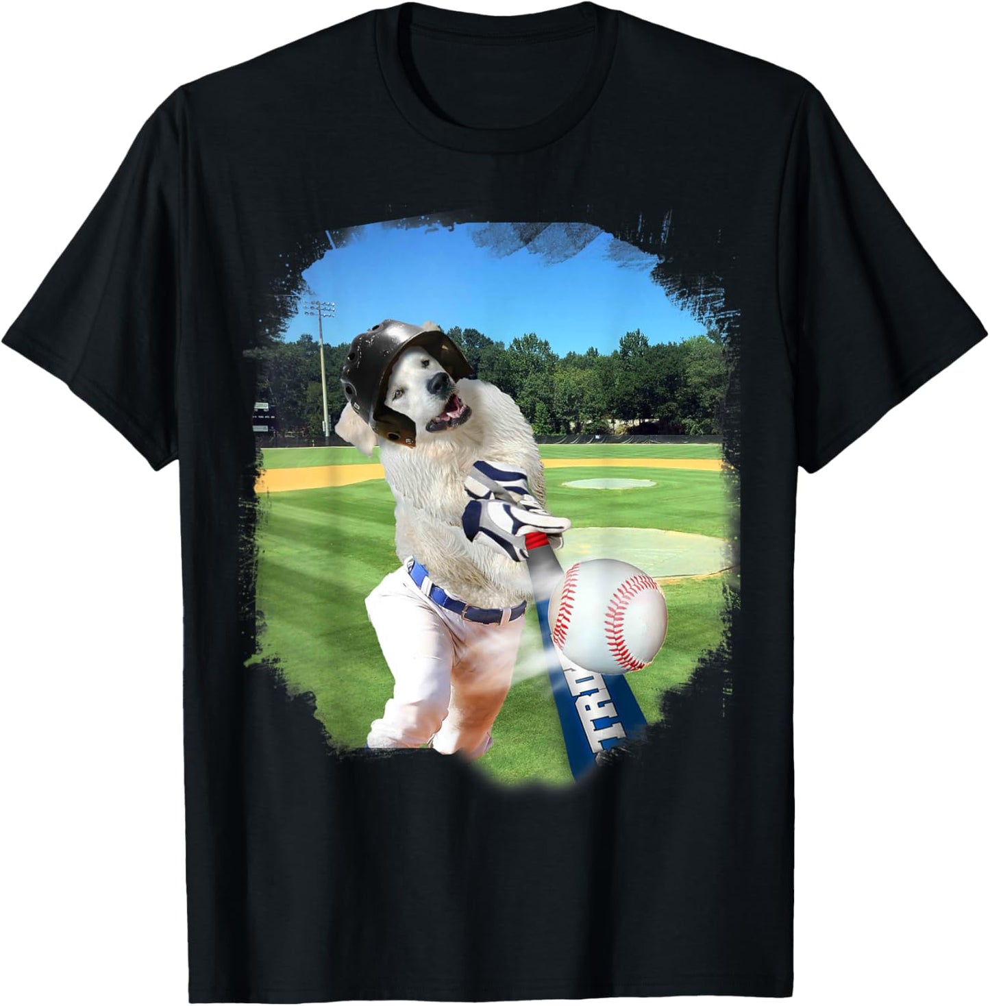Golden Retriever Dog Playing Baseball T-Shirt - T-Shirt | Black