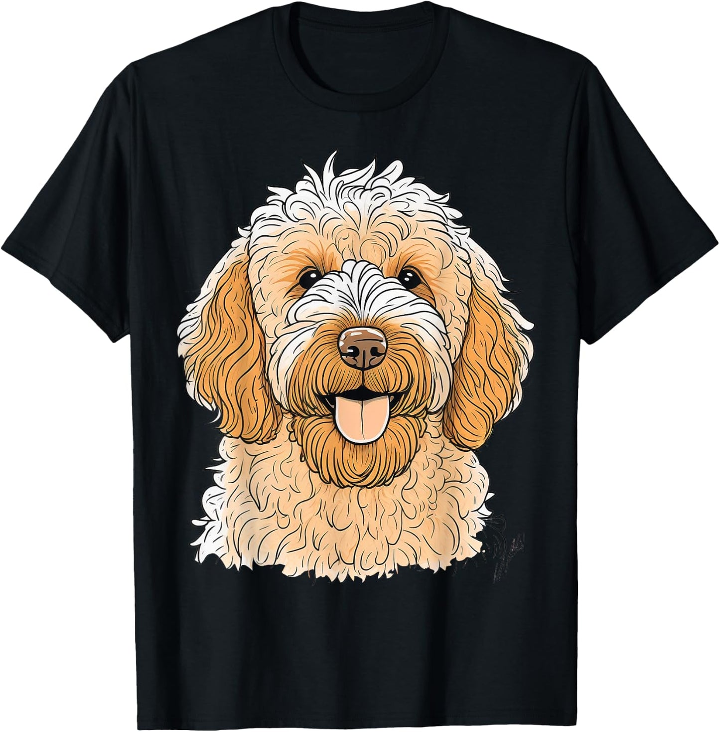 Cute Goldendoodle Dog on Golden Doodle Lover Men Women Kids T-Shirt - T-Shirt | Black