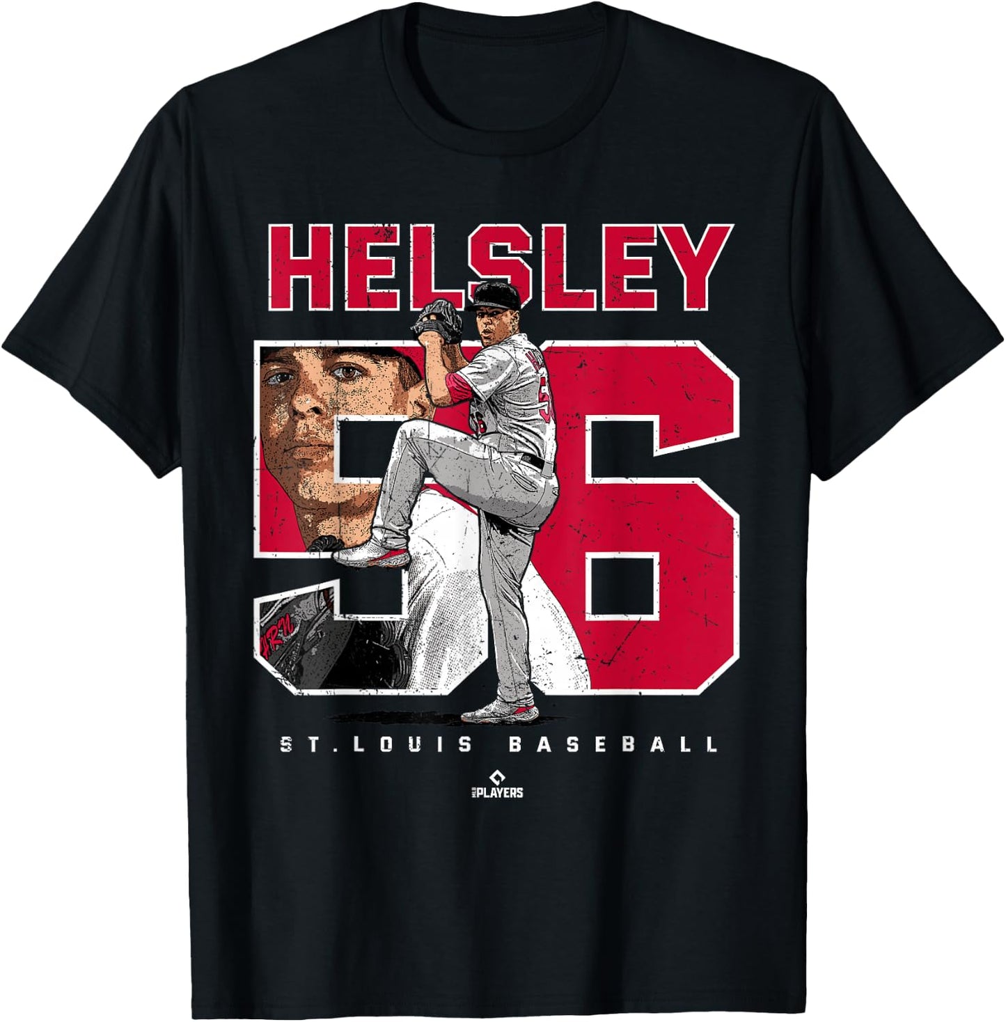 Number and Portrait Ryan Helsley St Louis MLBPA T-Shirt - T-Shirt | Black