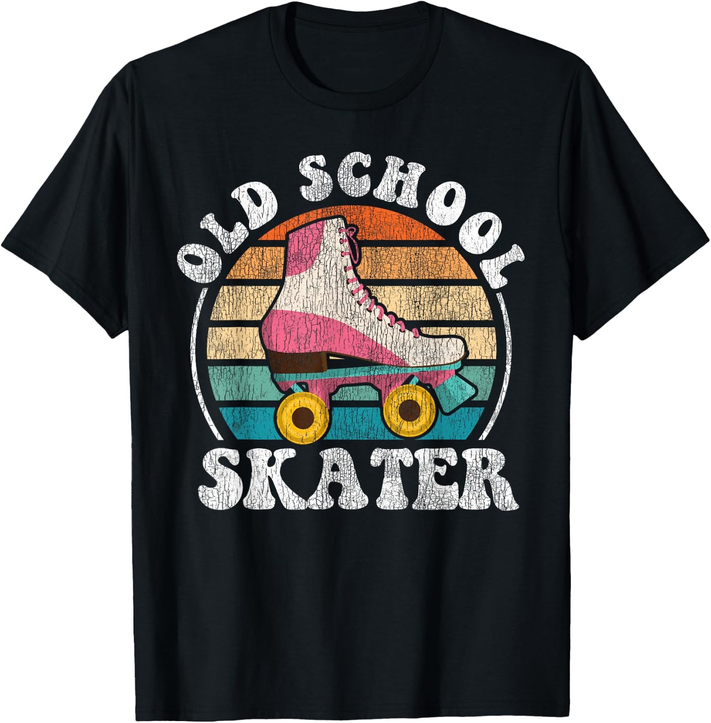 Cool Roller Skating Skate Girl 1970S Retro Vintage T-Shirt - T-Shirt | Black