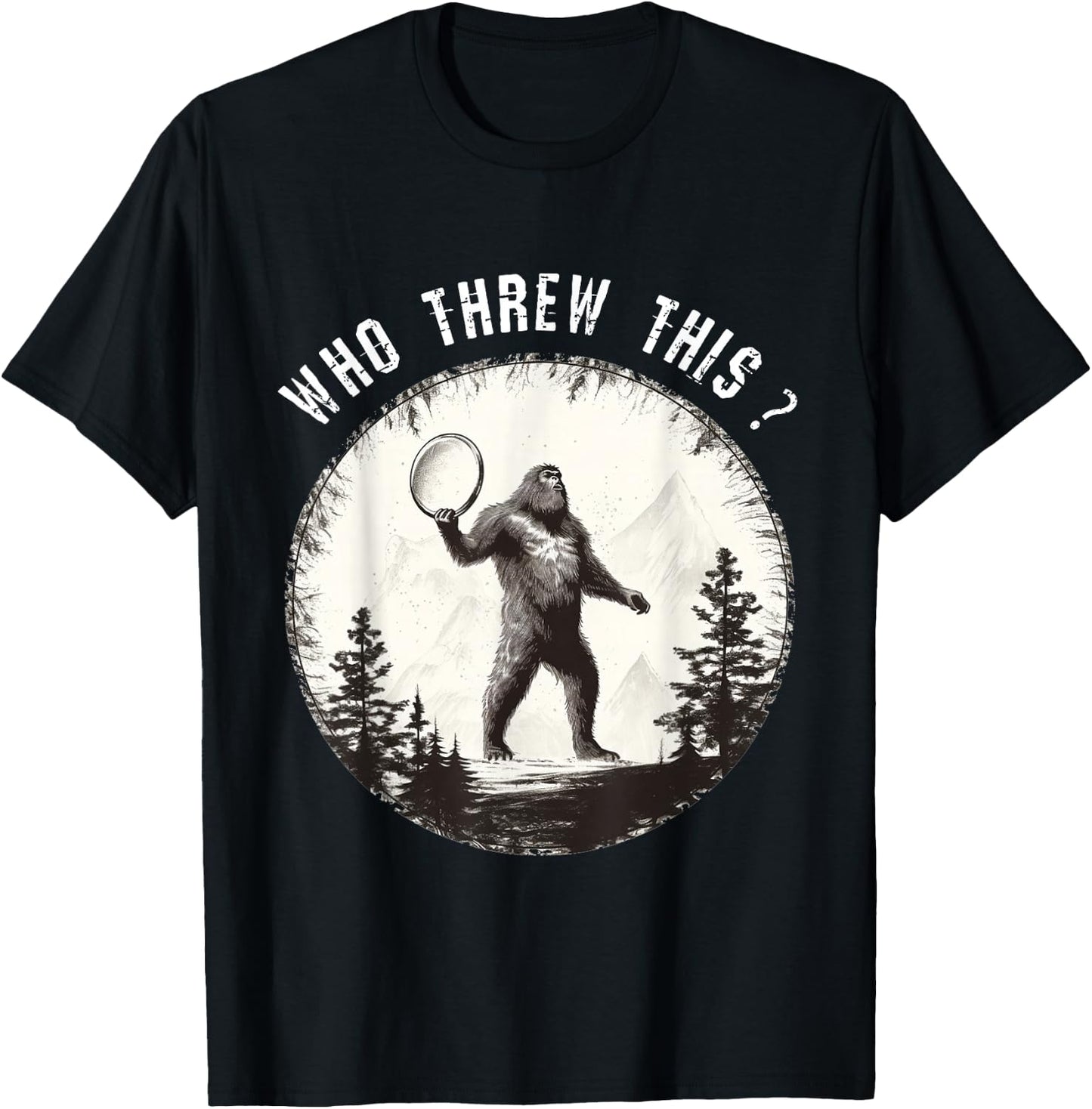 Dirhame Disc Golf Funny Bigfoot , Black, Small T-Shirt - T-Shirt | Black