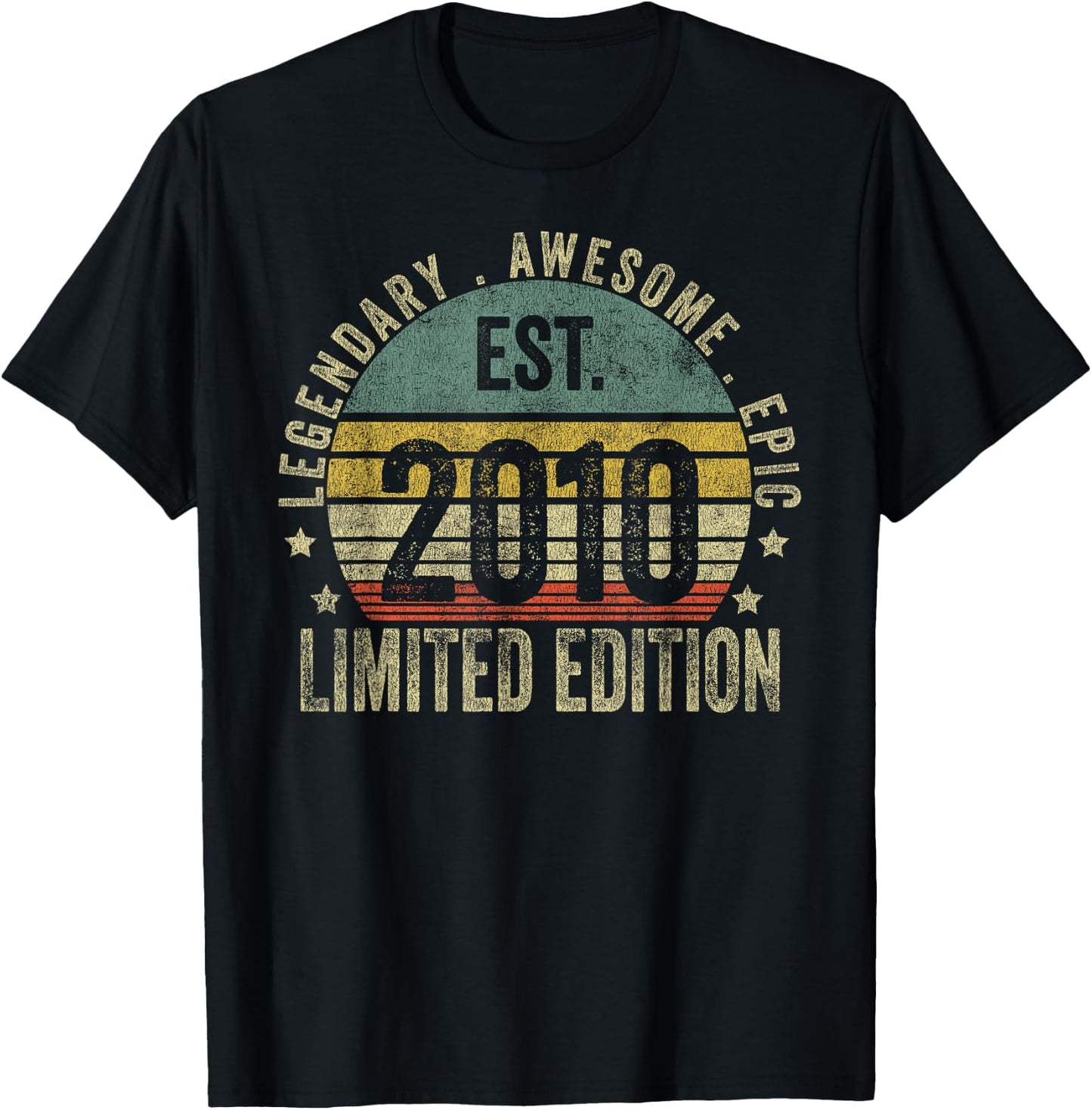 16th Birthday Vintage 16 Year Old Est 2010 Limited Edition T-Shirt - T-Shirt | Black