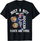 Just A Boy Who Loves Soccer, Ramen, And Anime. Anime Soccer T-Shirt - T-Shirt | Black