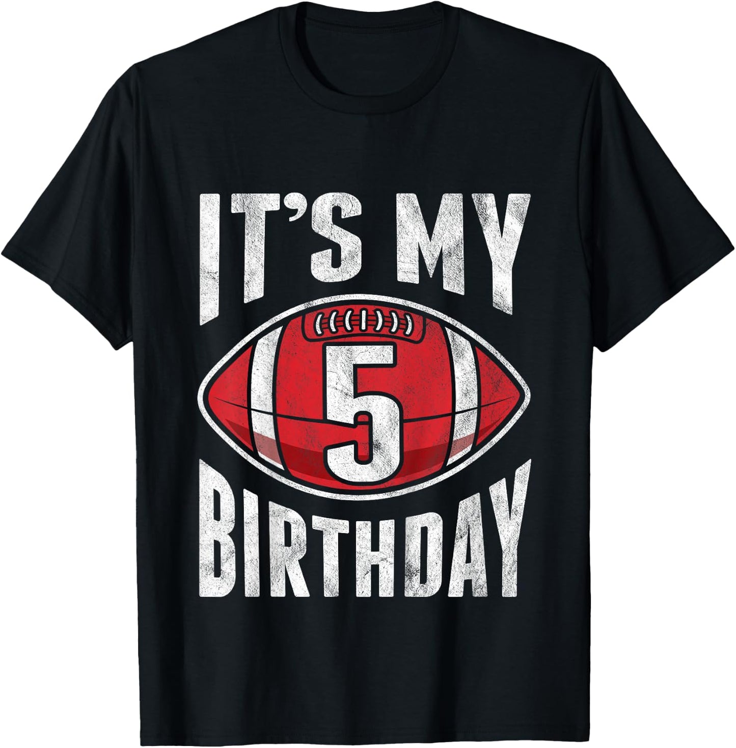 Kids 5 Years Old American Football 5th Birthday Boy Retro Style T-Shirt - T-Shirt | Black