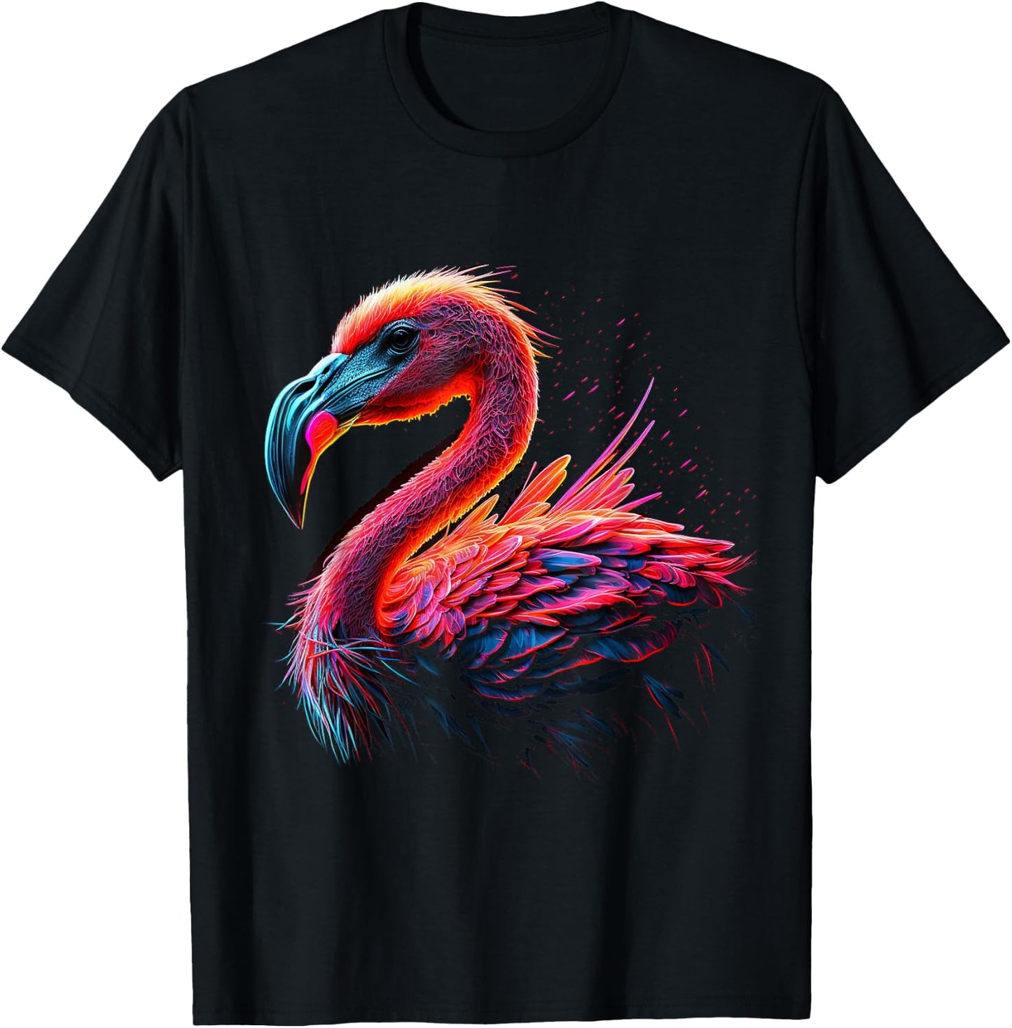 Flamingo Animal Lover Art Colourful Animal Print Flam T-Shirt - T-Shirt | Black