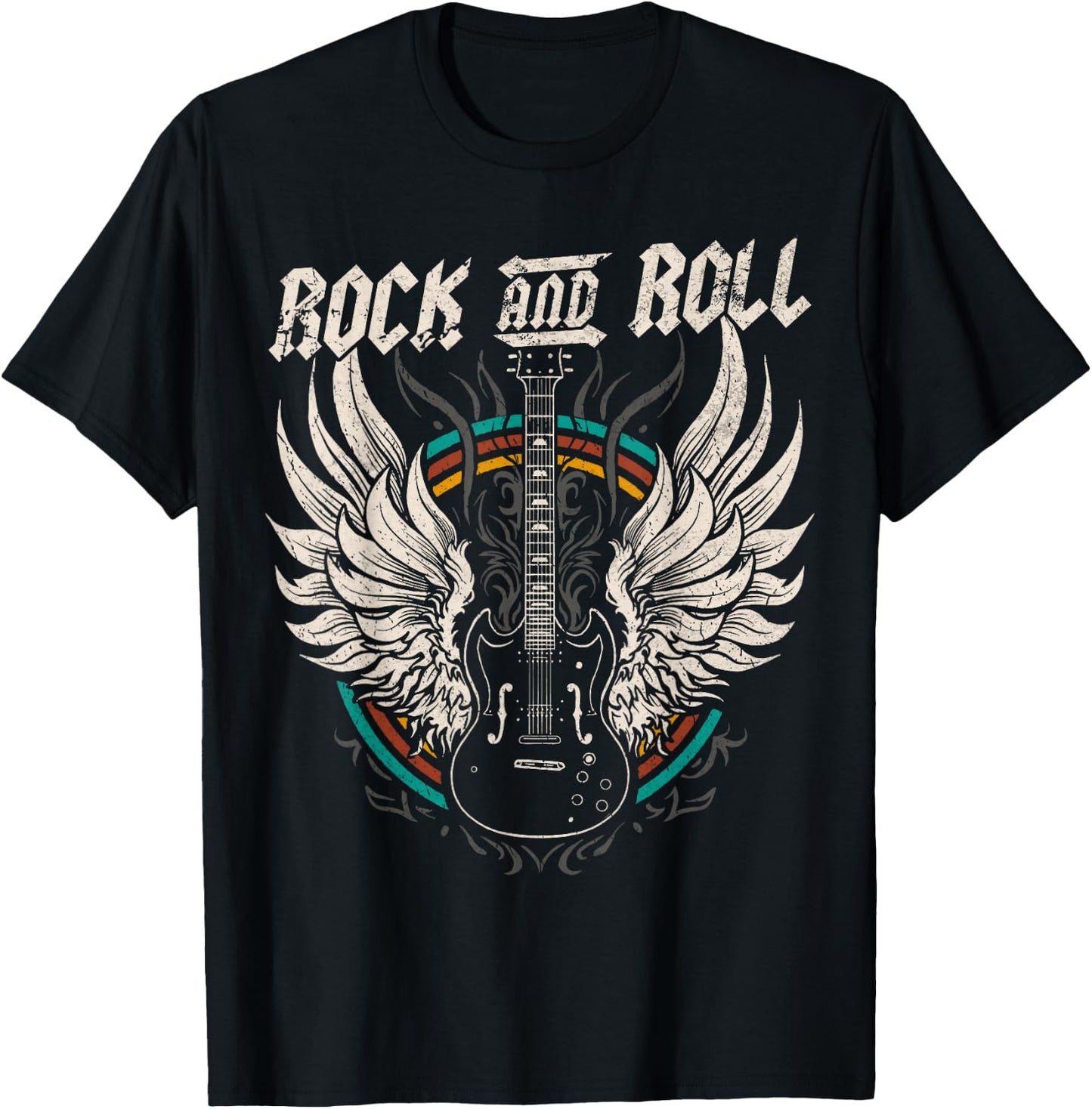 Rock and Roll Guitar Vintage Rock Music T-Shirt - T-Shirt | Black