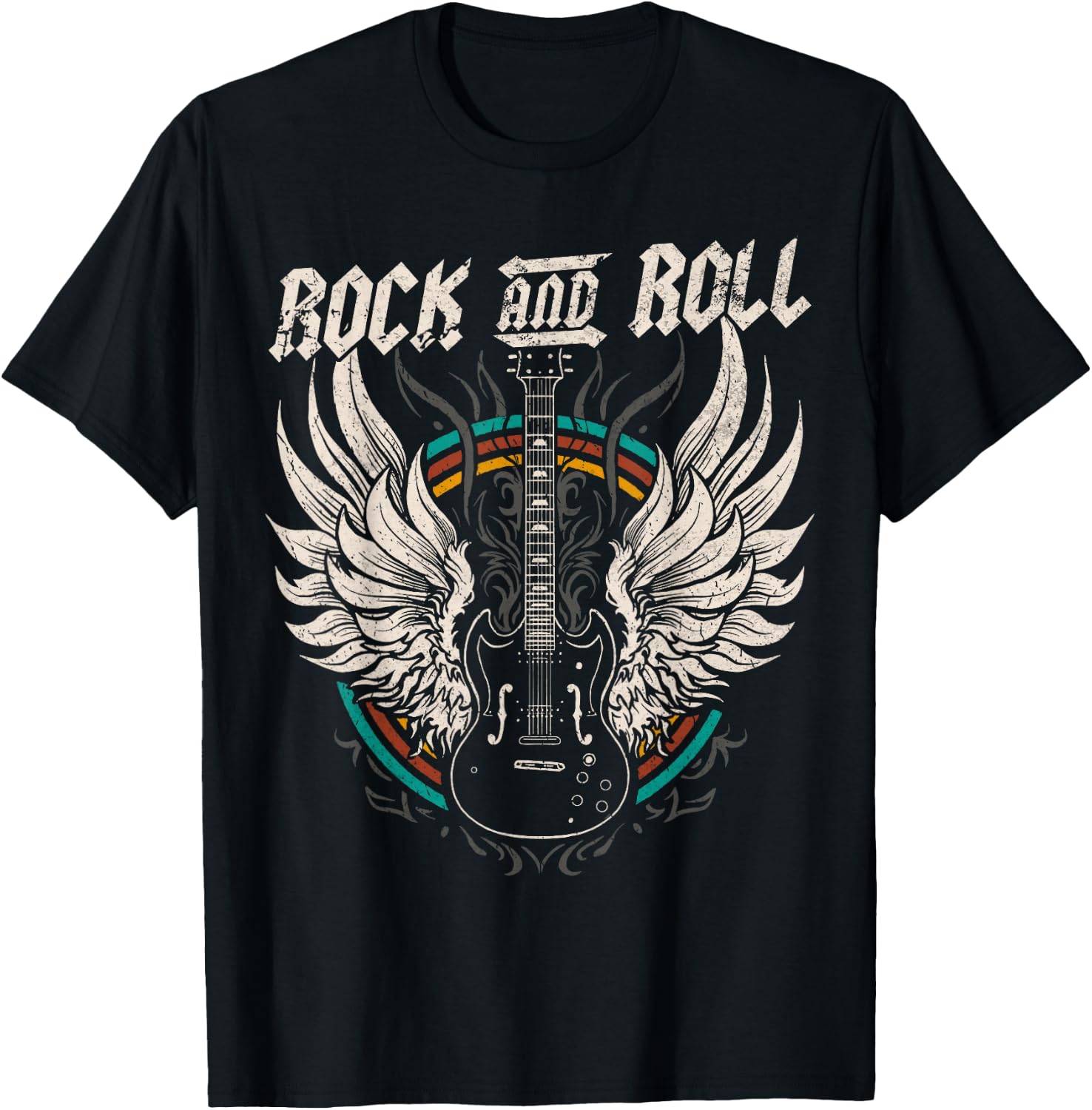Rock and Roll Guitar Vintage Rock Music T-Shirt - T-Shirt | Black