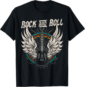 Rock and Roll Guitar Vintage Rock Music T-Shirt - T-Shirt | Black