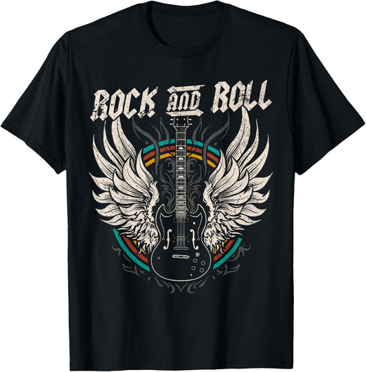 Rock and Roll Guitar Vintage Rock Music T-Shirt - T-Shirt | Black