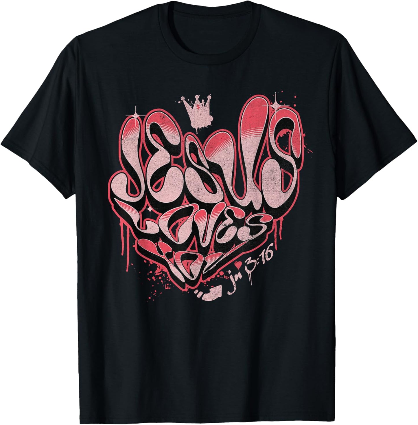 Jesus Loves You Christian Shirt - John 316 Bible Verse Heart T-Shirt - T-Shirt | Black
