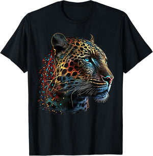 Leopard art animals print motif leopard T-Shirt - T-Shirt | Black