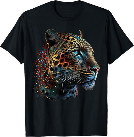 Leopard art animals print motif leopard T-Shirt - T-Shirt | Black