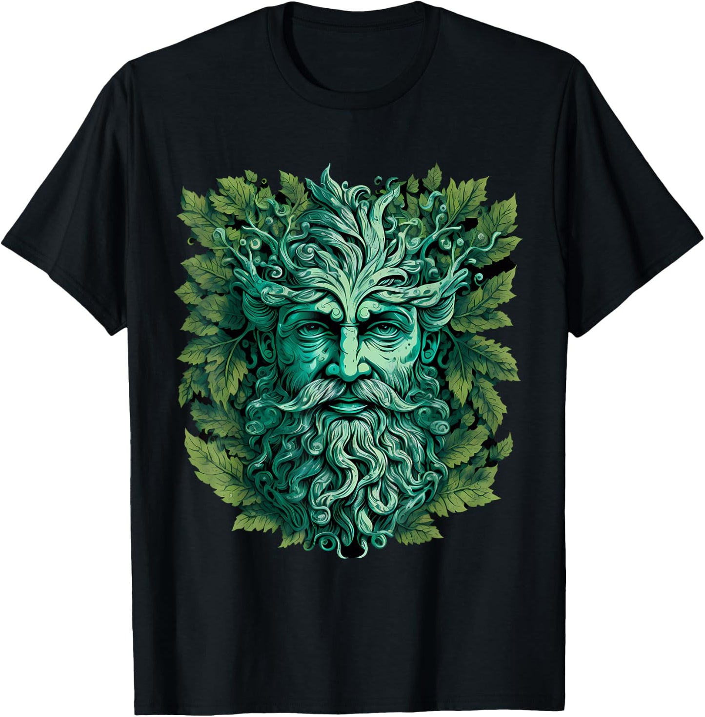 Traditional Pagan Celtic Greenman T-Shirt - T-Shirt | Black