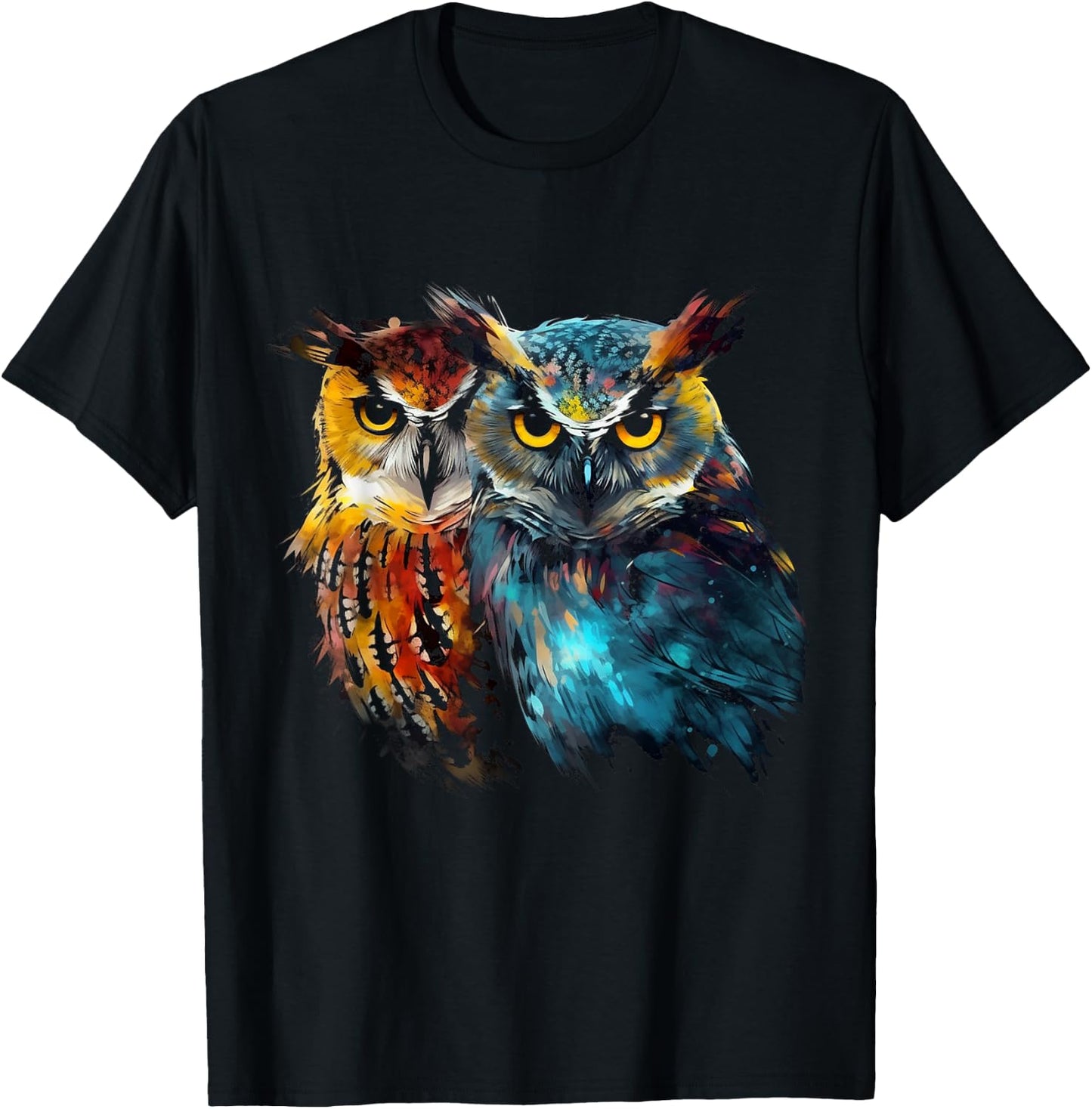 Owl Art - Animal Artwork Bird Owl T-Shirt - T-Shirt | Black