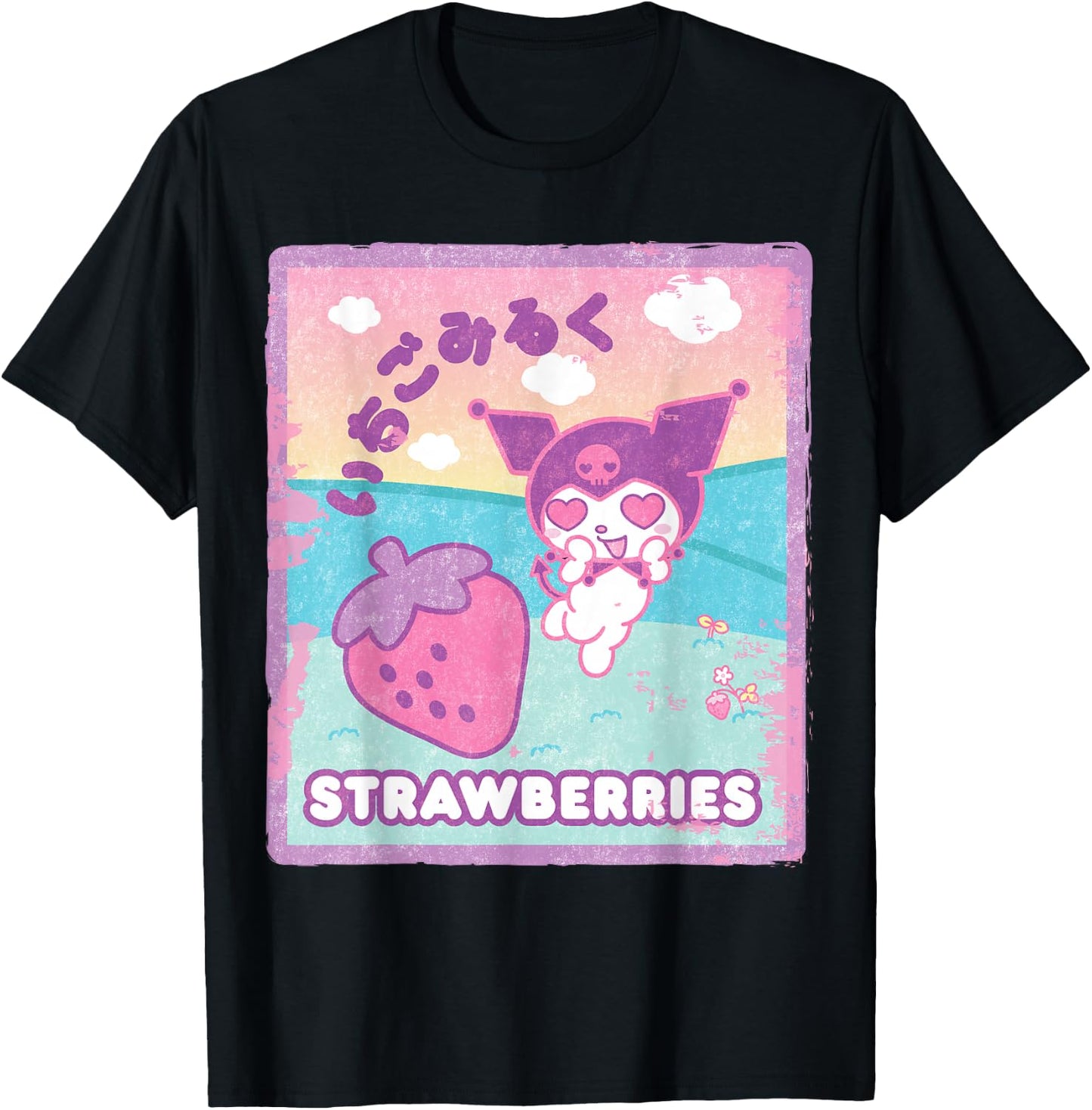 Kuromi Strawberry Milk T-Shirt - T-Shirt | Black