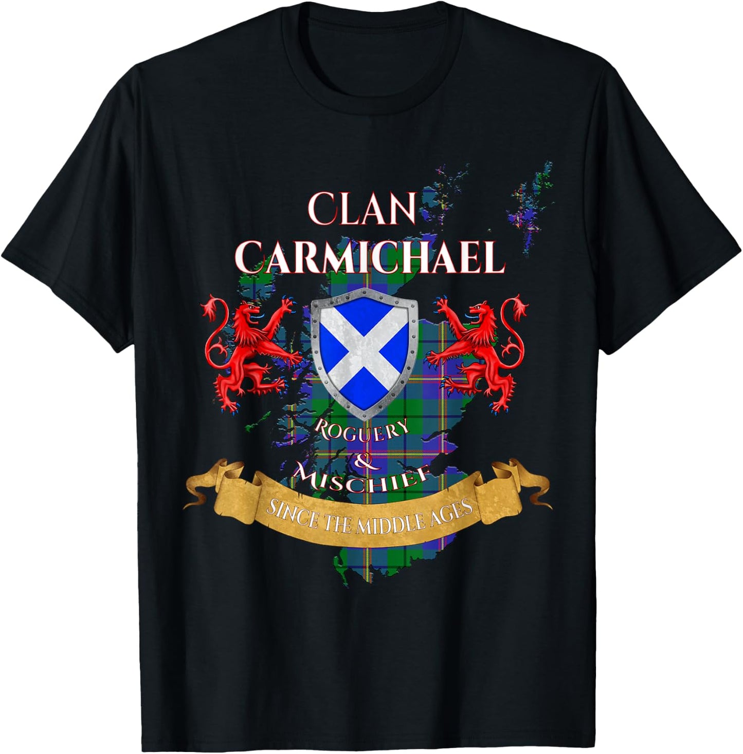 Carmichael Scottish Family Clan Middle Ages Mischief T-Shirt - T-Shirt | Black