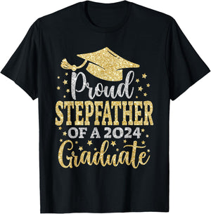 Stepfather Senior 2024 Proud Dad Of A Class Of 2024 Graduate T-Shirt - T-Shirt | Black