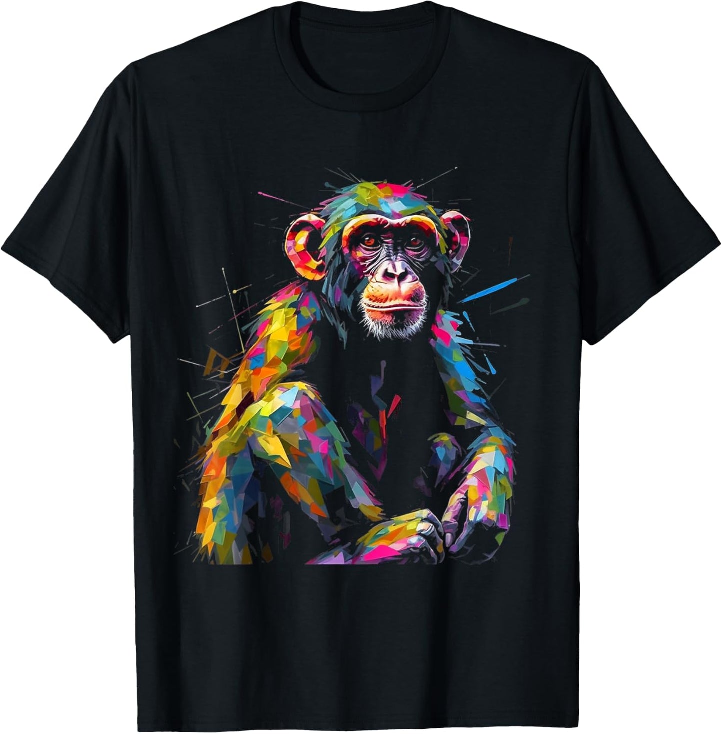 Monkey Animal Zoo Colourful Animal Motif Art Monkey T-Shirt - T-Shirt | Black