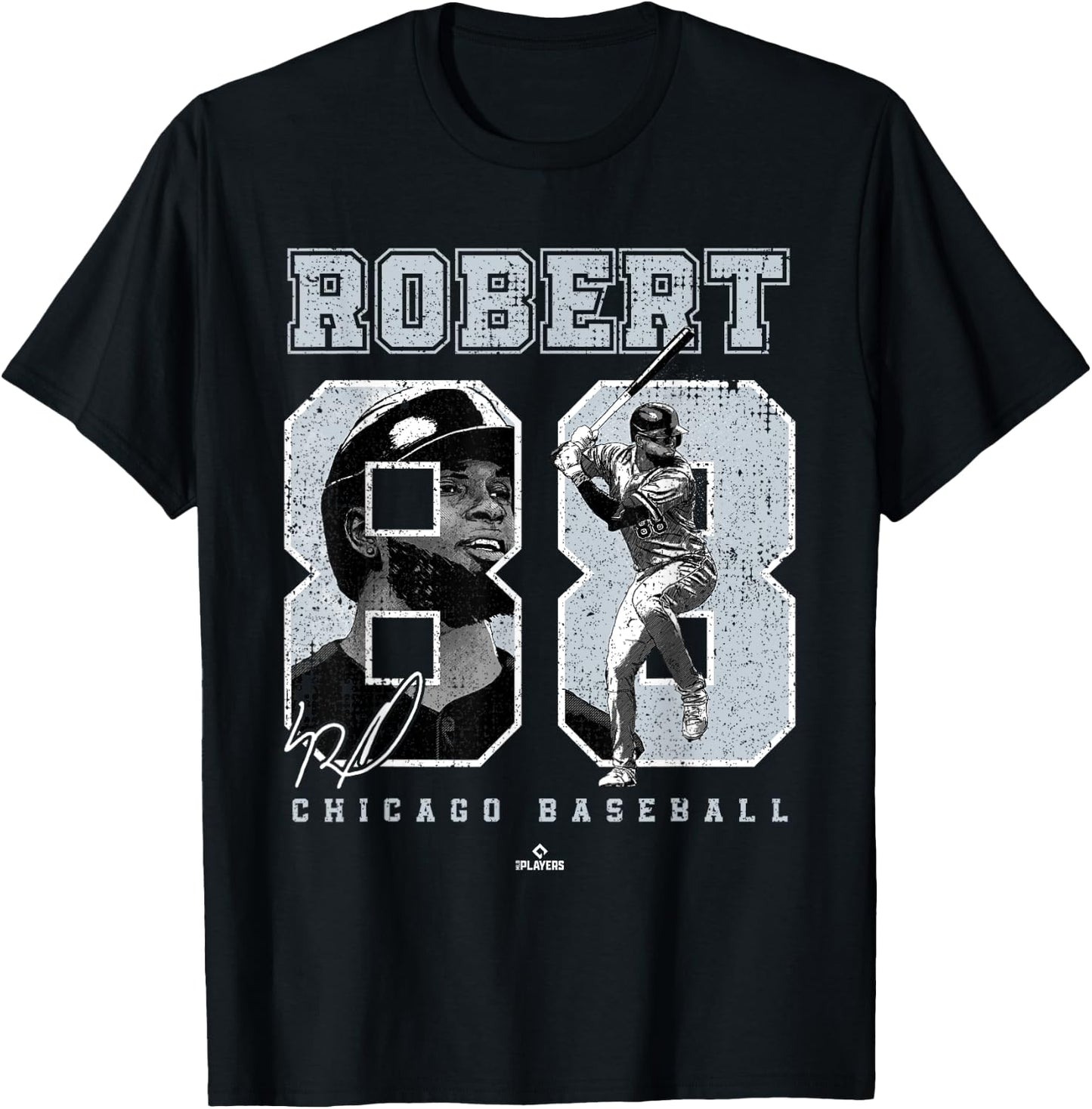 Number and Portrait Luis Robert Chicago MLBPA T-Shirt - T-Shirt | Black