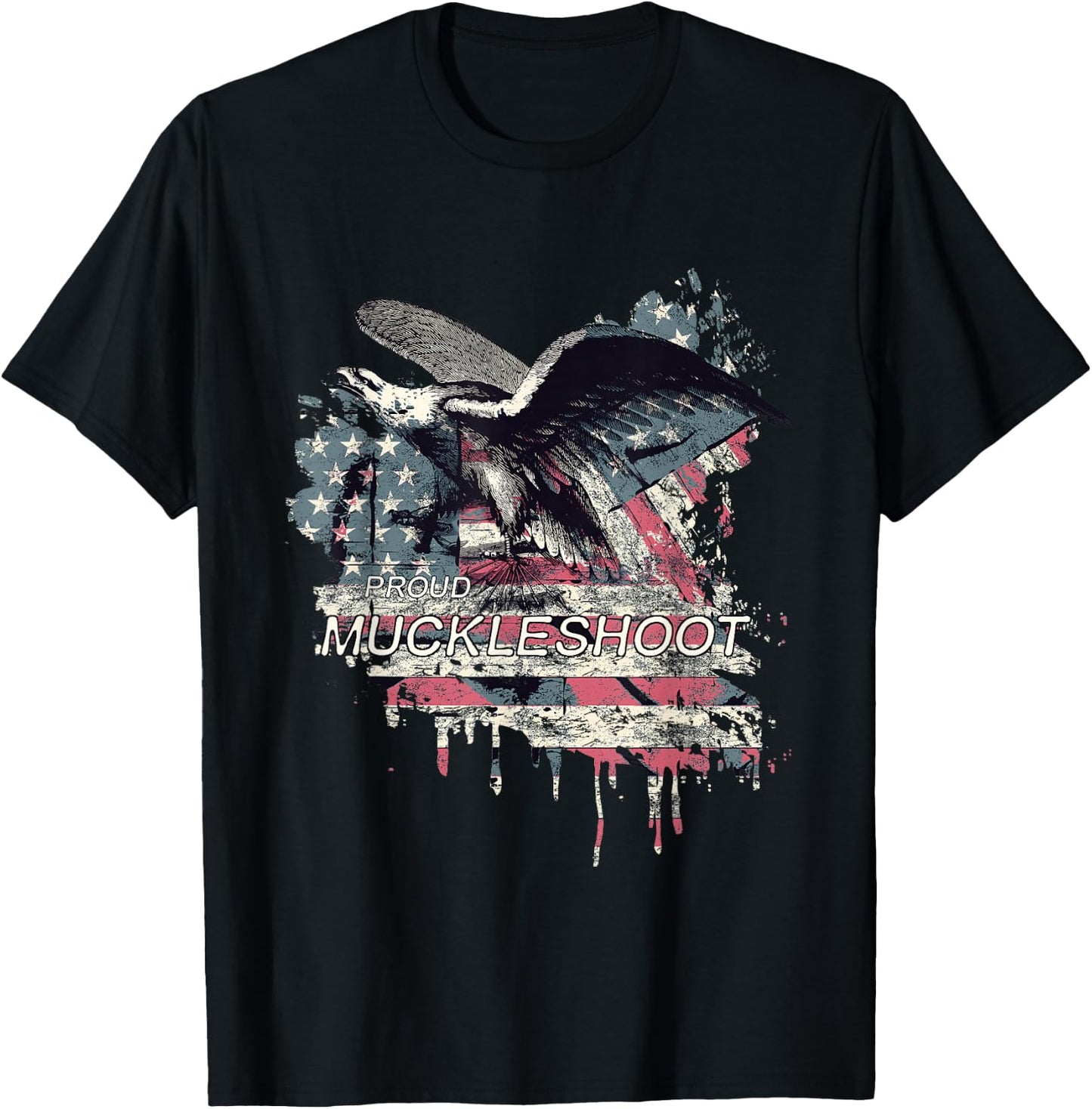 Muckleshoot American Indian Tribe Old theme USA Flag Eagle T-Shirt - T-Shirt | Black
