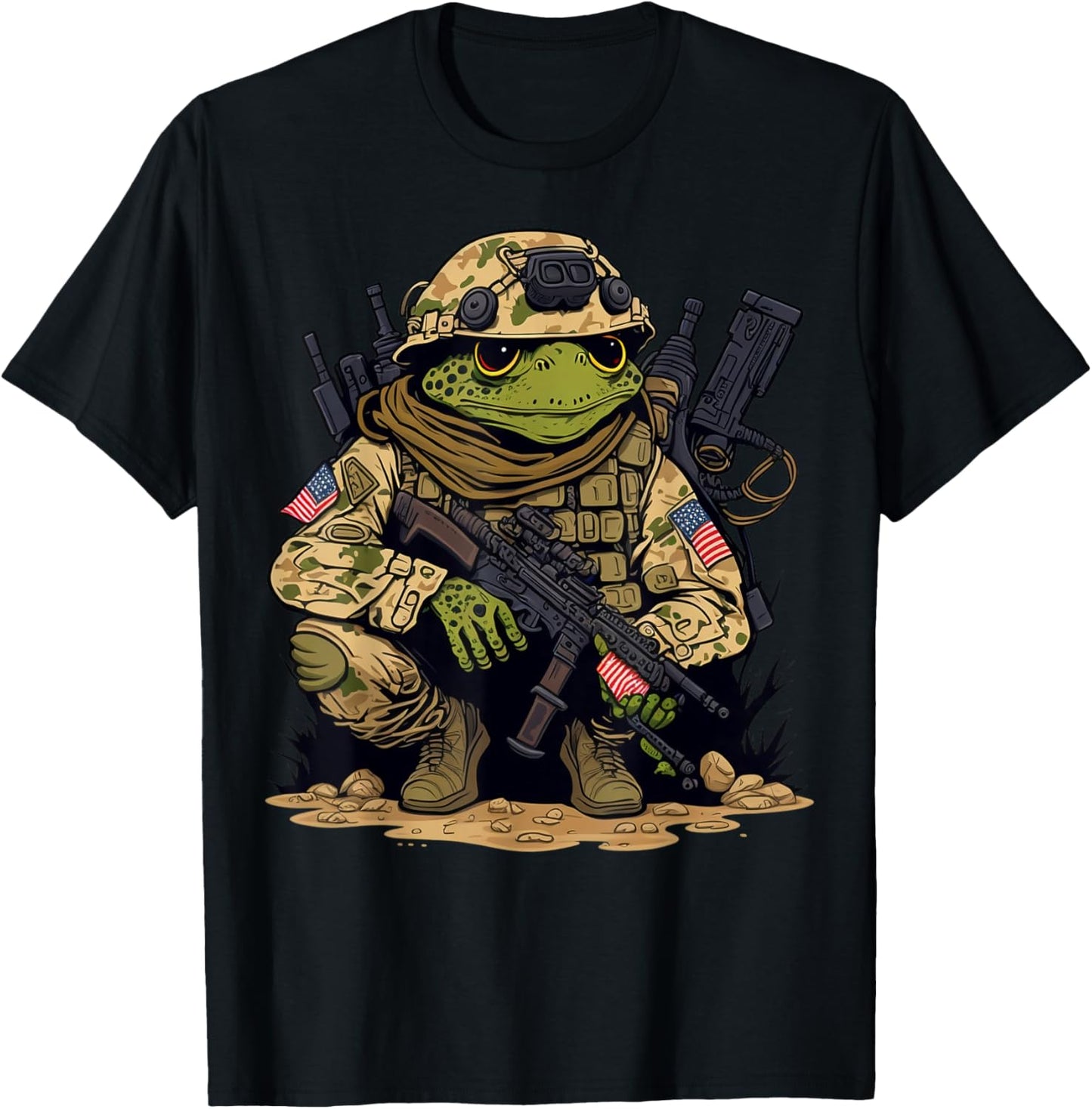 Soldier Frog Army Military Frog T-Shirt - T-Shirt | Black