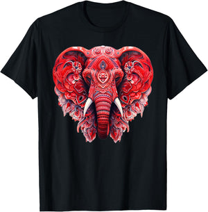Red Mandala Aart Elephant Tribal Yoga Graphic T-Shirt - T-Shirt | Black